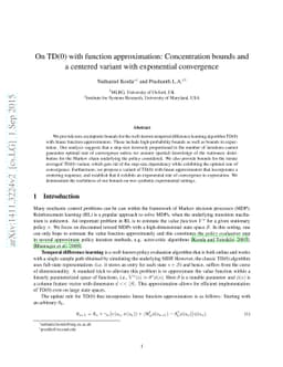 On TD(0) with function approximation: Concentration bounds and a
  centered variant with exponential convergence