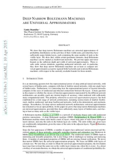 Deep Narrow Boltzmann Machines are Universal Approximators