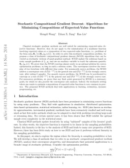 Stochastic Compositional Gradient Descent: Algorithms for Minimizing
  Compositions of Expected-Value Functions