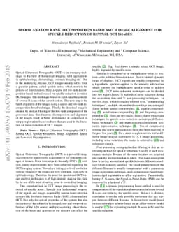 Sparse And Low Rank Decomposition Based Batch Image Alignment for
  Speckle Reduction of retinal OCT Images