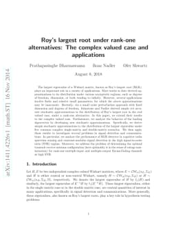 Roy's largest root under rank-one alternatives:The complex valued case
  and applications