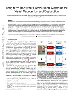 Long-term Recurrent Convolutional Networks for Visual Recognition and
  Description