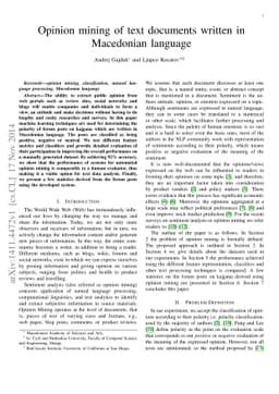 Opinion mining of text documents written in Macedonian language