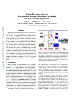 End-to-End Integration of a Convolutional Network, Deformable Parts
  Model and Non-Maximum Suppression