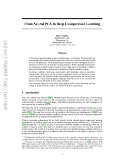 From neural PCA to deep unsupervised learning
