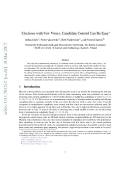 Elections with Few Voters: Candidate Control Can Be Easy