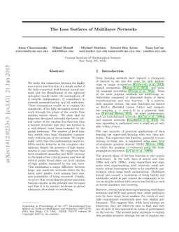 The Loss Surfaces of Multilayer Networks