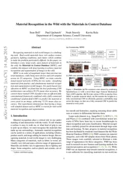 Material Recognition in the Wild with the Materials in Context Database