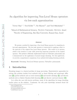 An algorithm for improving Non-Local Means operators via low-rank
  approximation
