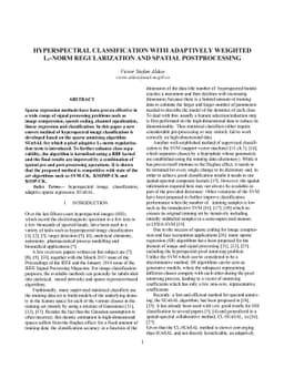HyperSpectral classification with adaptively weighted L1-norm
  regularization and spatial postprocessing