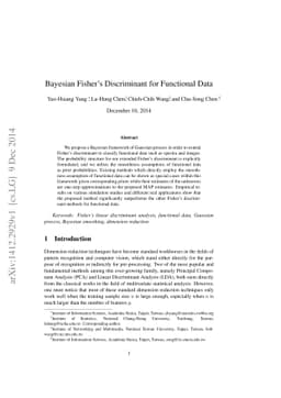 Bayesian Fisher's Discriminant for Functional Data