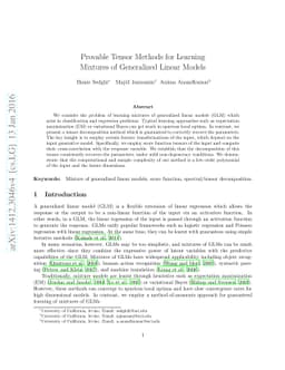 Provable Tensor Methods for Learning Mixtures of Generalized Linear
  Models