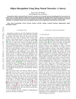 Object Recognition Using Deep Neural Networks: A Survey