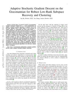 Adaptive Stochastic Gradient Descent on the Grassmannian for Robust
  Low-Rank Subspace Recovery and Clustering