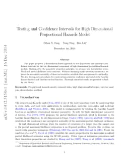 Testing and Confidence Intervals for High Dimensional Proportional
  Hazards Model