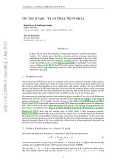 On the Stability of Deep Networks
