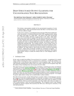 Deep Structured Output Learning for Unconstrained Text Recognition