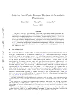 Achieving Exact Cluster Recovery Threshold via Semidefinite Programming