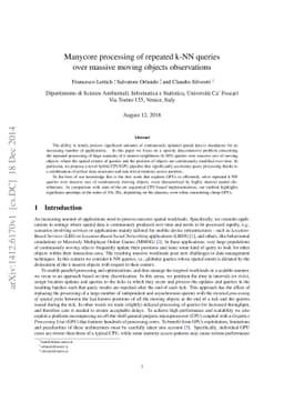 Manycore processing of repeated k-NN queries over massive moving objects
  observations