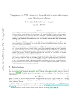 Non-parametric PSF estimation from celestial transit solar images using
  blind deconvolution