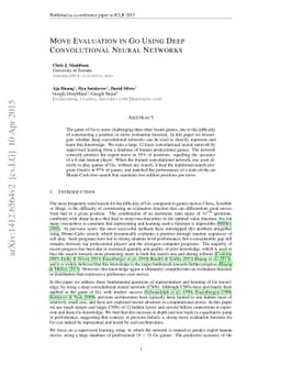 Move Evaluation in Go Using Deep Convolutional Neural Networks