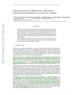 Video (language) modeling: a baseline for generative models of natural
  videos