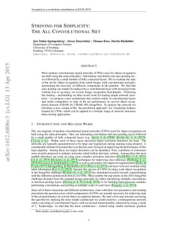 Striving for Simplicity: The All Convolutional Net