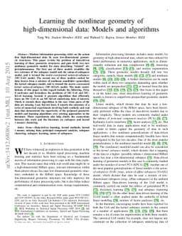 Learning the nonlinear geometry of high-dimensional data: Models and
  algorithms