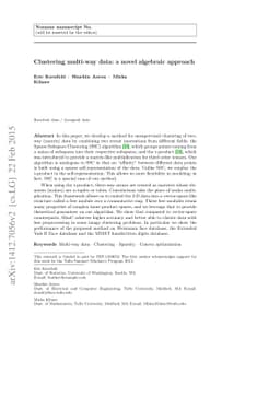 Clustering multi-way data: a novel algebraic approach