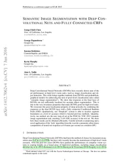 Semantic Image Segmentation with Deep Convolutional Nets and Fully
  Connected CRFs