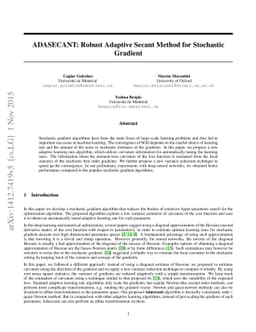 ADASECANT: Robust Adaptive Secant Method for Stochastic Gradient