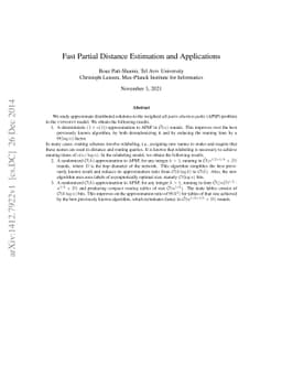 Fast Partial Distance Estimation and Applications
