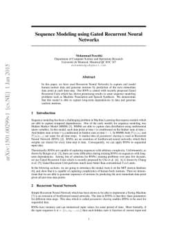 Sequence Modeling using Gated Recurrent Neural Networks