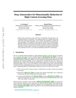 Deep Autoencoders for Dimensionality Reduction of High-Content Screening
  Data