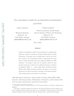 Two convergence results for an alternation maximization procedure