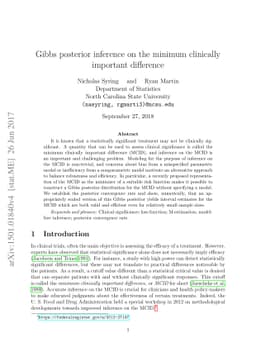 Gibbs posterior inference on the minimum clinically important difference