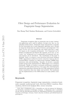 Filter Design and Performance Evaluation for Fingerprint Image
  Segmentation