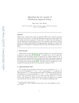 Algorithms for two variants of Satisfaction Approval Voting