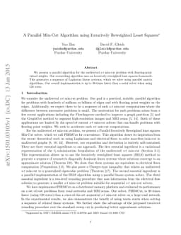 A Parallel Min-Cut Algorithm using Iteratively Reweighted Least Squares