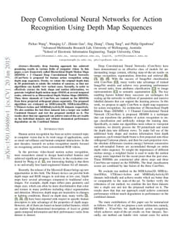 Deep Convolutional Neural Networks for Action Recognition Using Depth
  Map Sequences