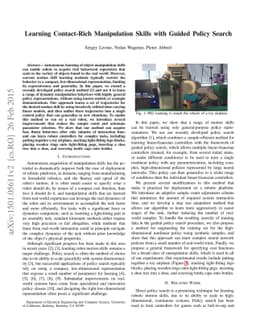 Learning Contact-Rich Manipulation Skills with Guided Policy Search