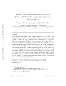 Beyond Pixels: A Comprehensive Survey from Bottom-up to Semantic Image
  Segmentation and Cosegmentation