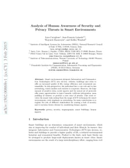 Analysis of Human Awareness of Security and Privacy Threats in Smart
  Environments