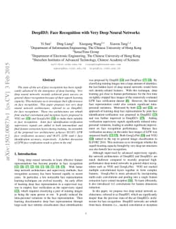 DeepID3: Face Recognition with Very Deep Neural Networks