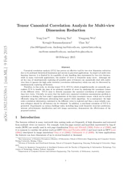 Tensor Canonical Correlation Analysis for Multi-view Dimension Reduction