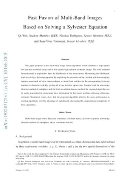 Fast Fusion of Multi-Band Images Based on Solving a Sylvester Equation