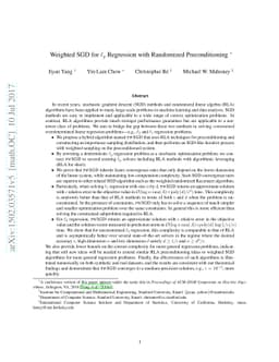 Weighted SGD for $\ell_p$ Regression with Randomized Preconditioning