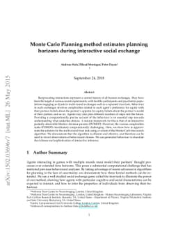 Monte Carlo Planning method estimates planning horizons during
  interactive social exchange