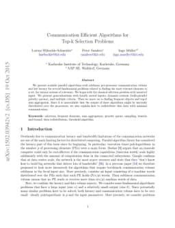 Communication Efficient Algorithms for Top-k Selection Problems