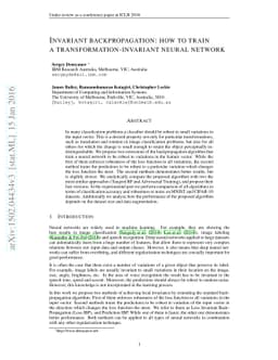 Invariant backpropagation: how to train a transformation-invariant
  neural network